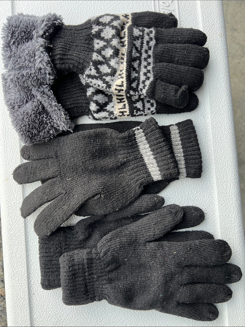 3 pairs Cozy Black and Gray Knit Glove Trio